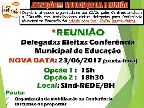 Reunião delegadAS Eleitxs Conferência Municipal 14-06-17